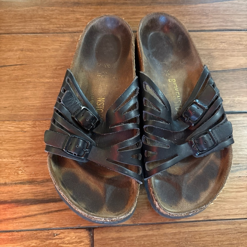 Birkenstock Granada Sandals Black Double Strap Buckle Slide Shoe SZ 36 US 6 - Picture 2 of 9